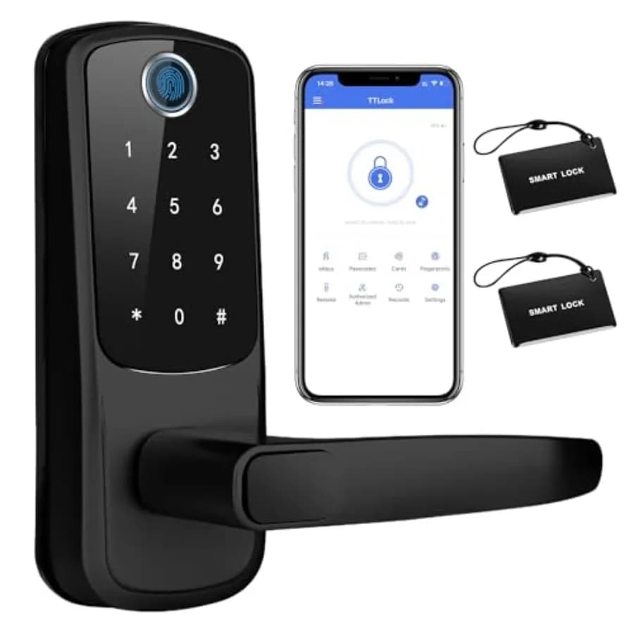 Serratura Intelligente per Porta con Ingresso Senza Chiave, Impronta Digitale e Password, Nera, 8.000 Sbloccature