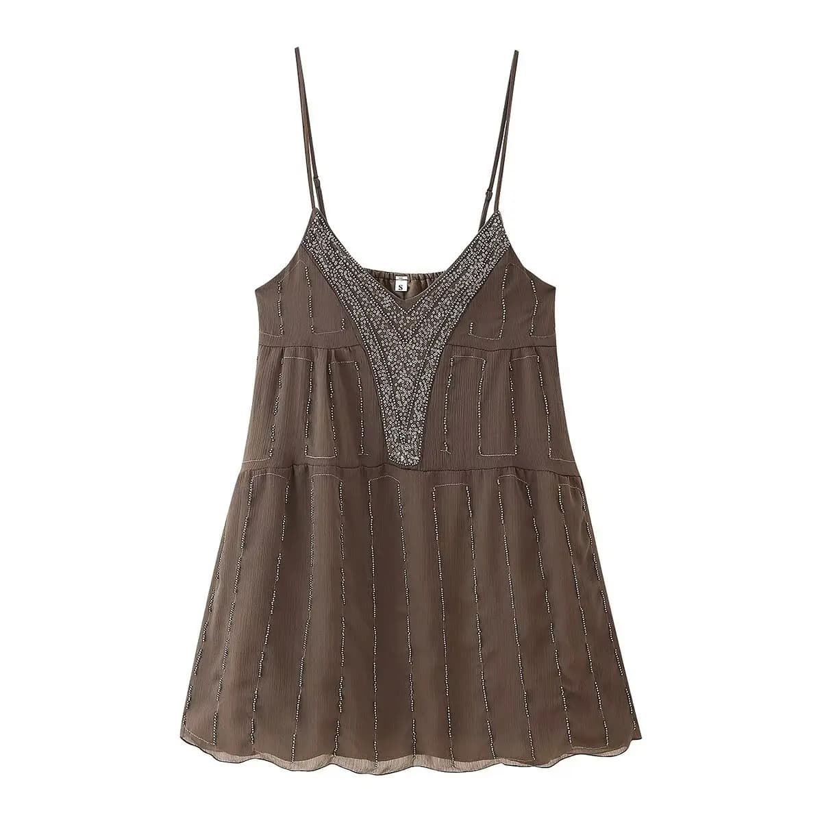 2026 Summer New Women's Clothing Beaded Sequin Embroidered Suspender Dress