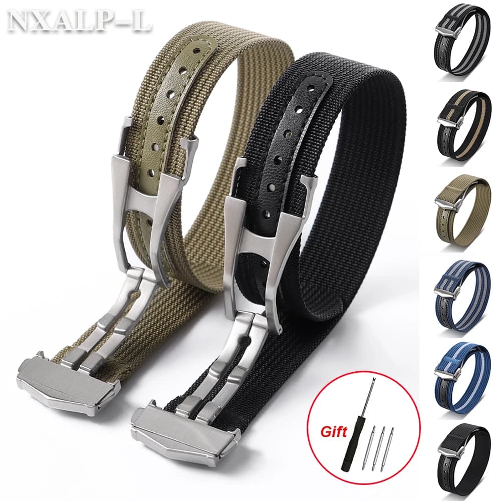 Cinturino per orologio in nylon a costine da 20 mm per braccialetto Omega Seamaster per Tudor per cinturino sportivo militare da uomo Rolex con fibbia pieghevole