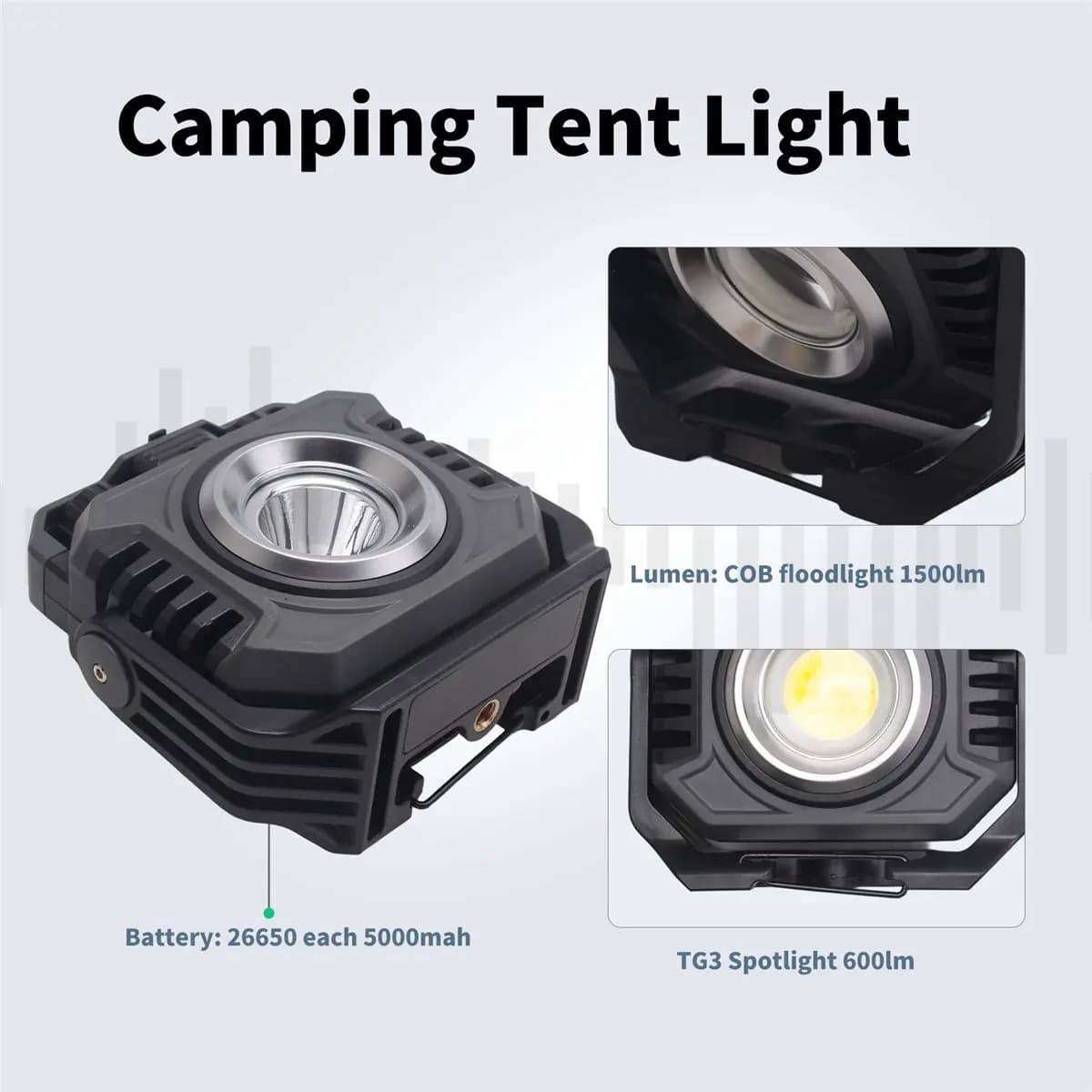 Lampada da Campeggio LED Portatile A10R, Torcia Ricaricabile, Illuminazione d'Emergenza per Esterni, Lampada Notturna Impermeabile Appendibile