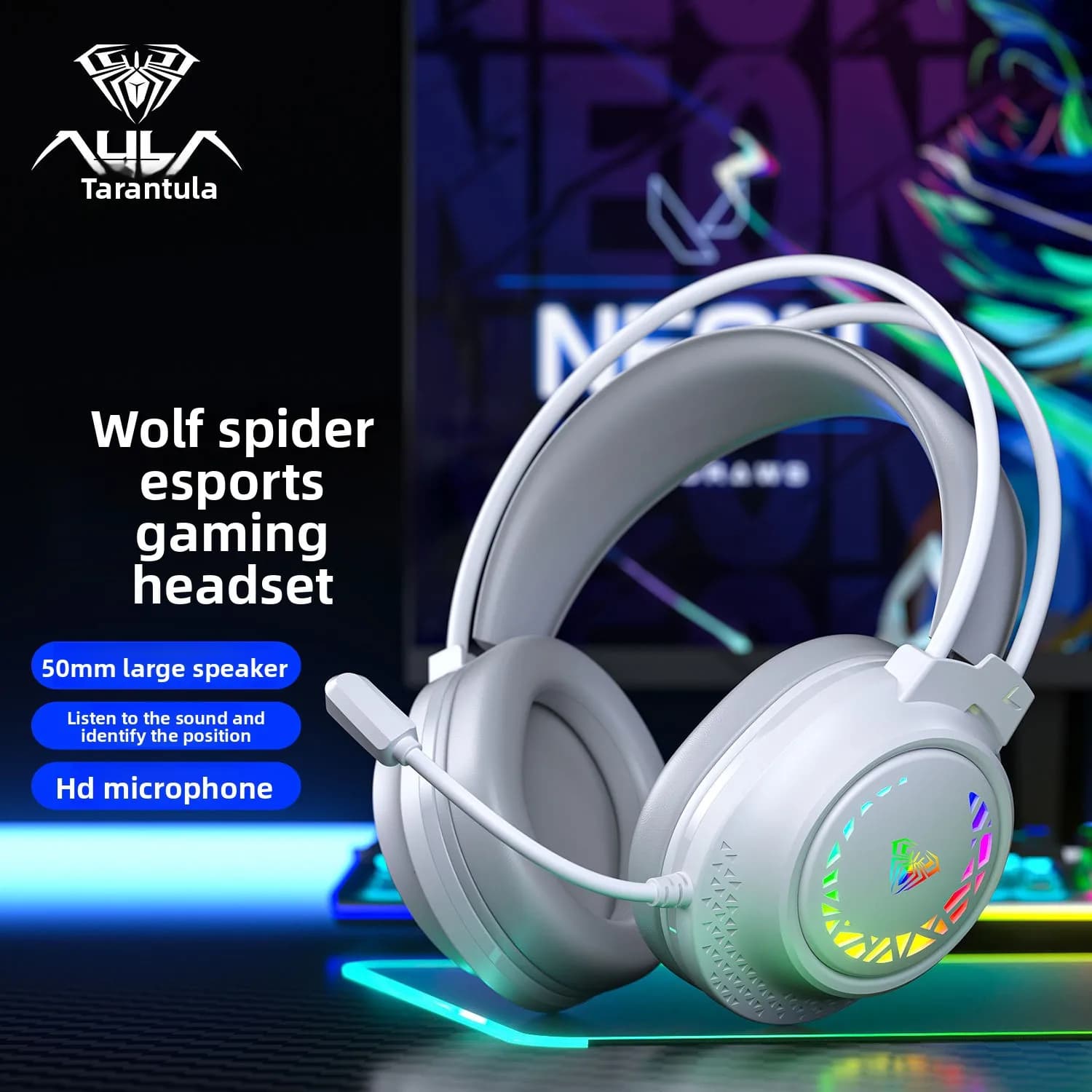 Cuffie da Gaming AULA S611, Auricolari per Computer, Cuffie Cablate per E-sports, Laptop, Gaming, con Microfono