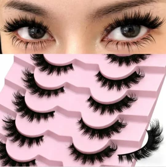 7 Paia di Ciglia Finte 3D Morbide Effetto Visone, Voluminose e Soffici, Tendenza Moda, Cosmetici per Occhi