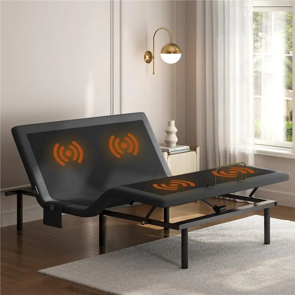 Letto Regolabile con Telecomando Wireless, Massaggio, Luce Notturna, Gambe Regolabili in Altezza, Inclinazione Piedi, Porte USB, Facile Montaggio