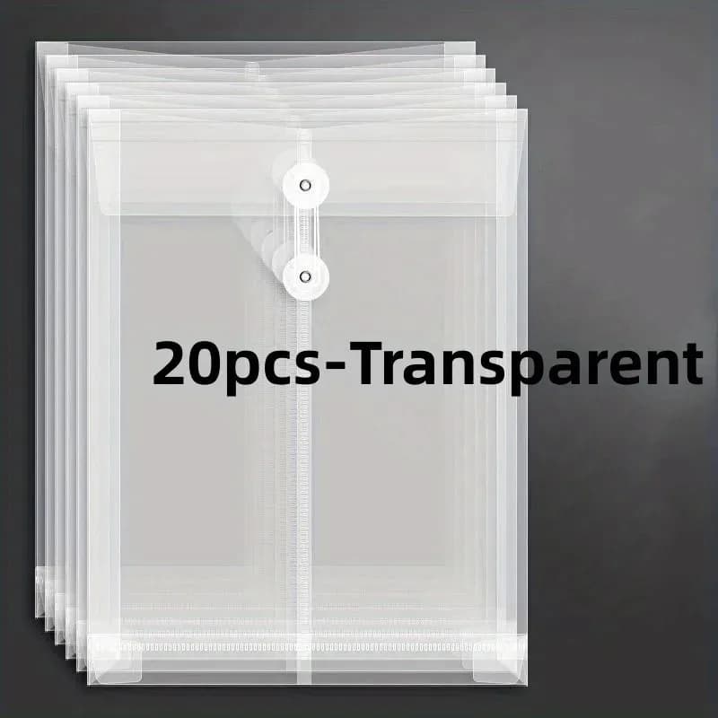 Cord Buckle File Bags Super Thick A4 Clear Plastic Folders With Reinforced Corner Support Reusable Document Storage Envelopes