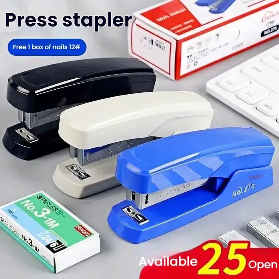 [1pc Stapler + 1 Box Staples][3pcs Staplers + 3 Boxes Staples][5pcs Staplers + 5 Boxes Staples][10 Boxes Staples][1 Box Staples]No. 12 Stapler Random Color Sent Multifunctional Office Supplies Student Handheld Thickened Labor-Saving Stapler Small Stapler,