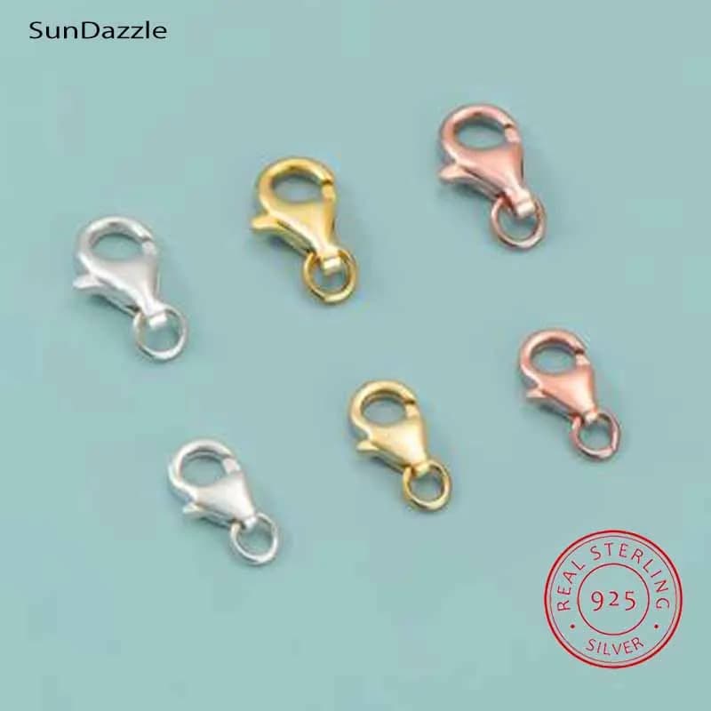 2 pcs Genuino Real Pure Solid 925 Sterling Silver Archer Chain Buckle Gold Buckle Connector Jewelry Creation Results