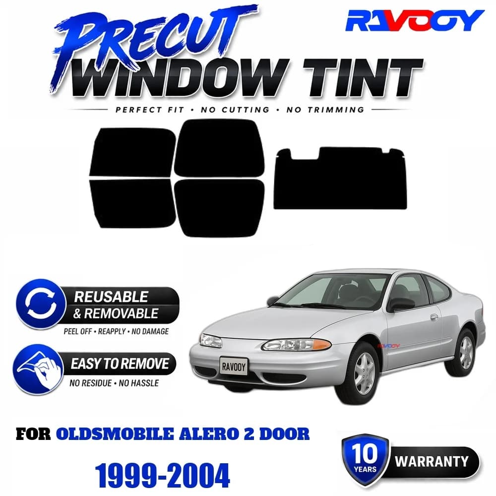 RAVOOY Precut Window Tint, Reusable Removable EPU Film, Custom Fit for Oldsmobile Alero 2 Door 1999-2004, UV Heat Protection