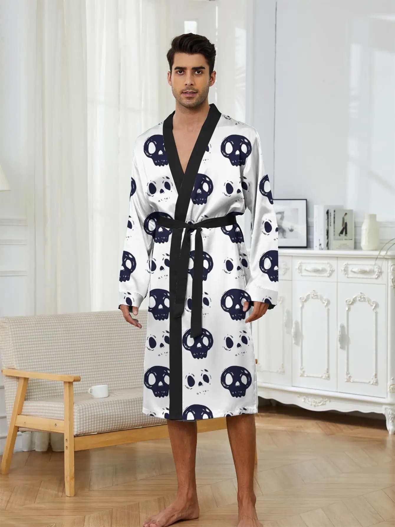 1pcs Men's Robes 2026 Spring/Summer Shower robe Graphic Sleepwear 3D Printed Breathable bath robe Funny pajamas robe