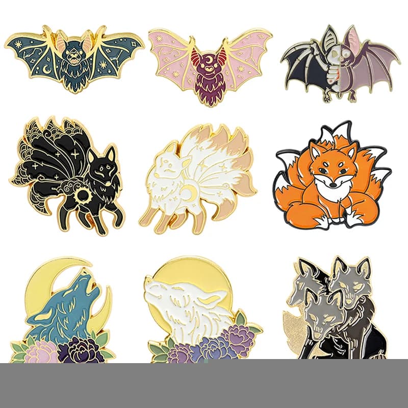 Spilla Spilla volpe Spilla animale Pipistrello Lupo Serpente Volpe Accessori abbigliamento Zaino Spilla Spille pipistrello Spilla lupo