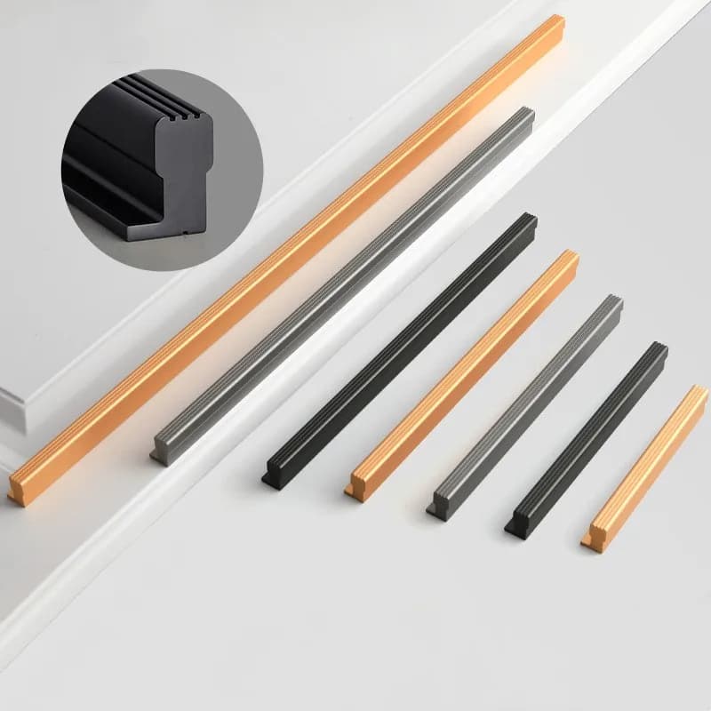 Maniglia per porta dell'armadio per camera da letto estesa Maniglia per cassetto della cucina Maniglia per armadietto del vino Decorazione per mobili in alluminio nero grigio oro