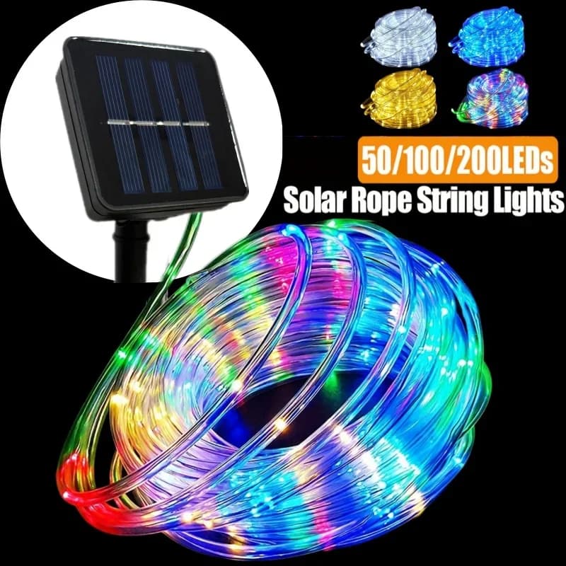 Luci a stringa solari a LED Lampada da giardino con corda a tubo impermeabile Ghirlanda di Natale Lucine per illuminazione decorativa per le vacanze all'aperto