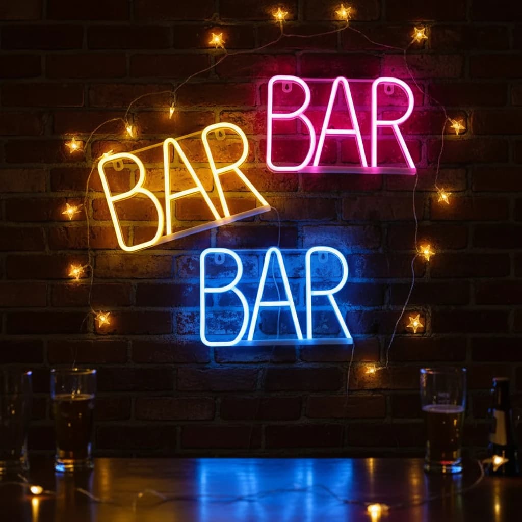 Insegna al neon a LED da bar con interruttore on/off e illuminazione in materiale rame per club pub discoteca compleanno negozio festa regalo ideale