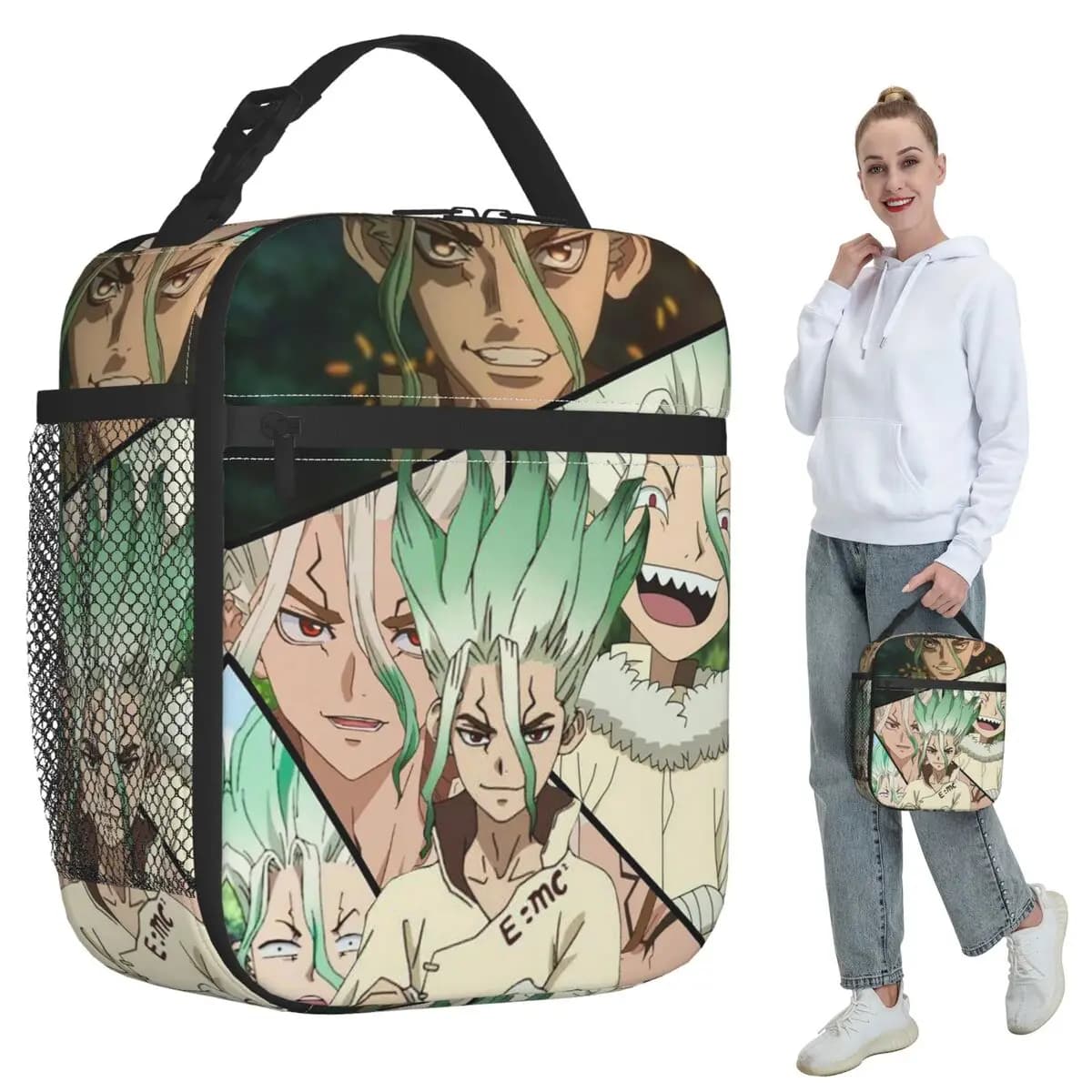 Senku Ishigami Dr Stone Apan Anime Insulated Lunch Bag for Women Office Cooler Thermal Food Box Tote Lunch Boxes Container
