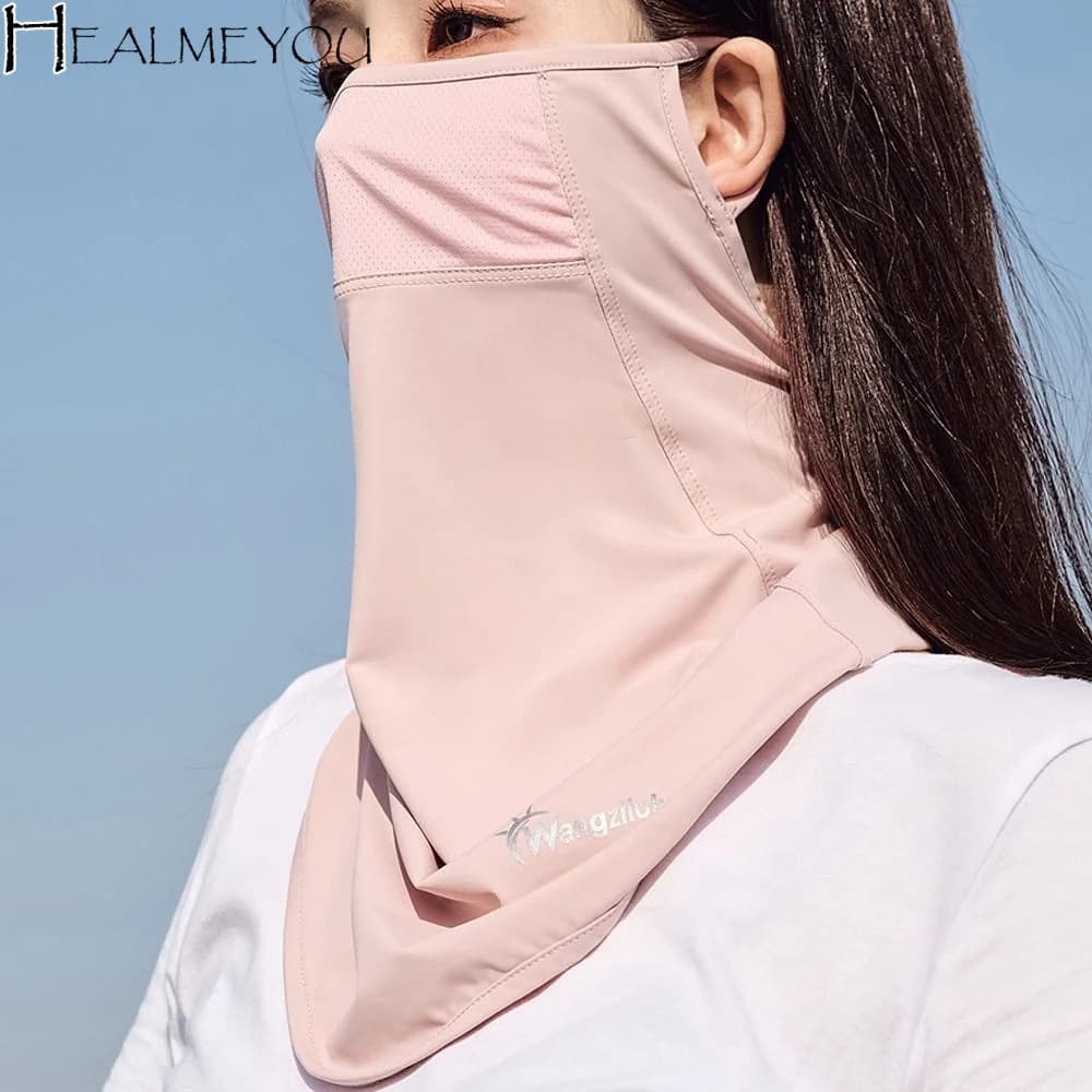 Maschera Protettiva per il Viso, Sciarpa Parasole, Velo di Protezione Solare in Seta Ghiacciata, Maschera Estiva per Uomo e Donna, Maschera da Pesca, Protezione per il Collo