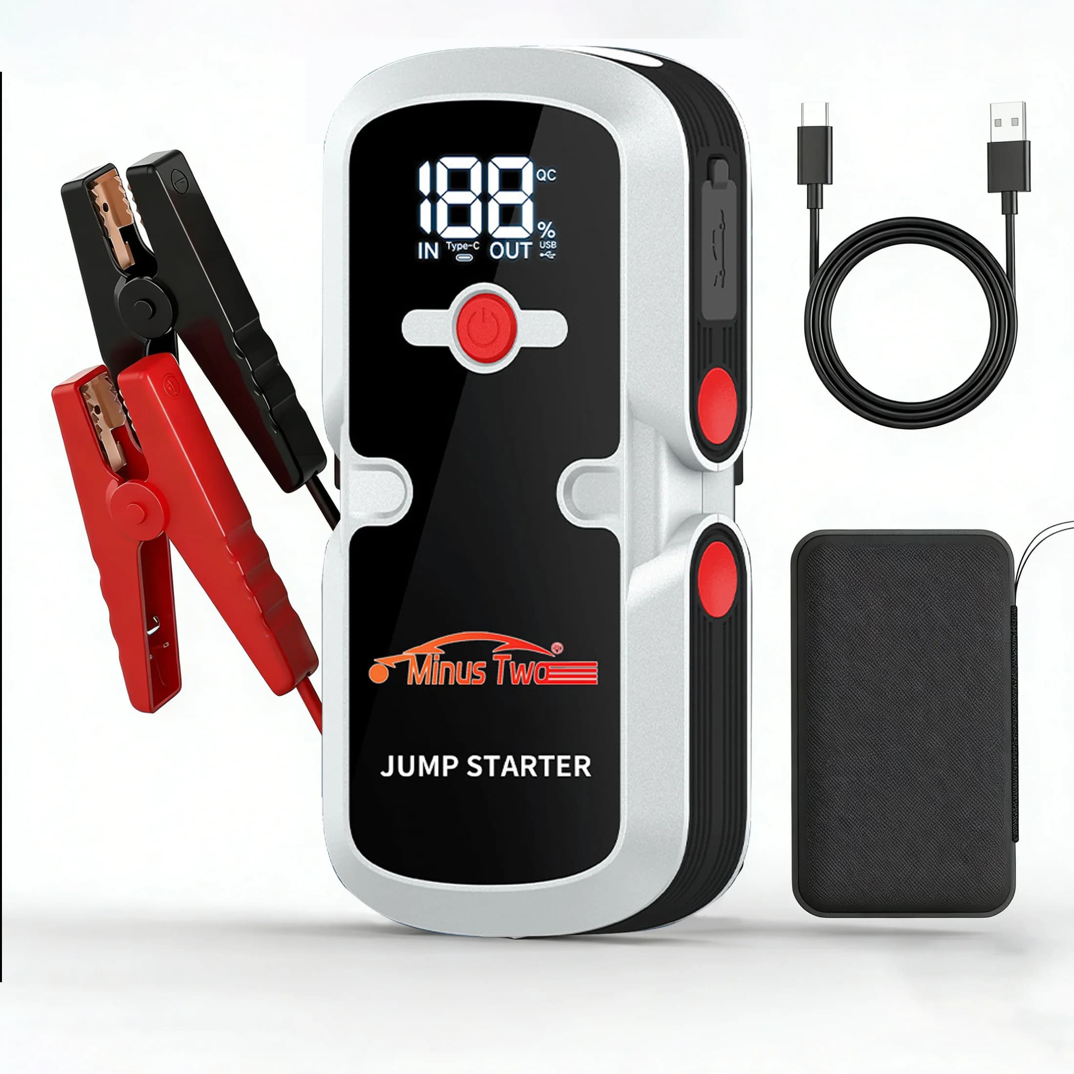 Avviatore di Emergenza 2 in 1 per Auto, Power Bank, Compressore d'Aria, Pompa Gonfiabile, Stazione di Alimentazione Portatile, Caricabatterie per Auto