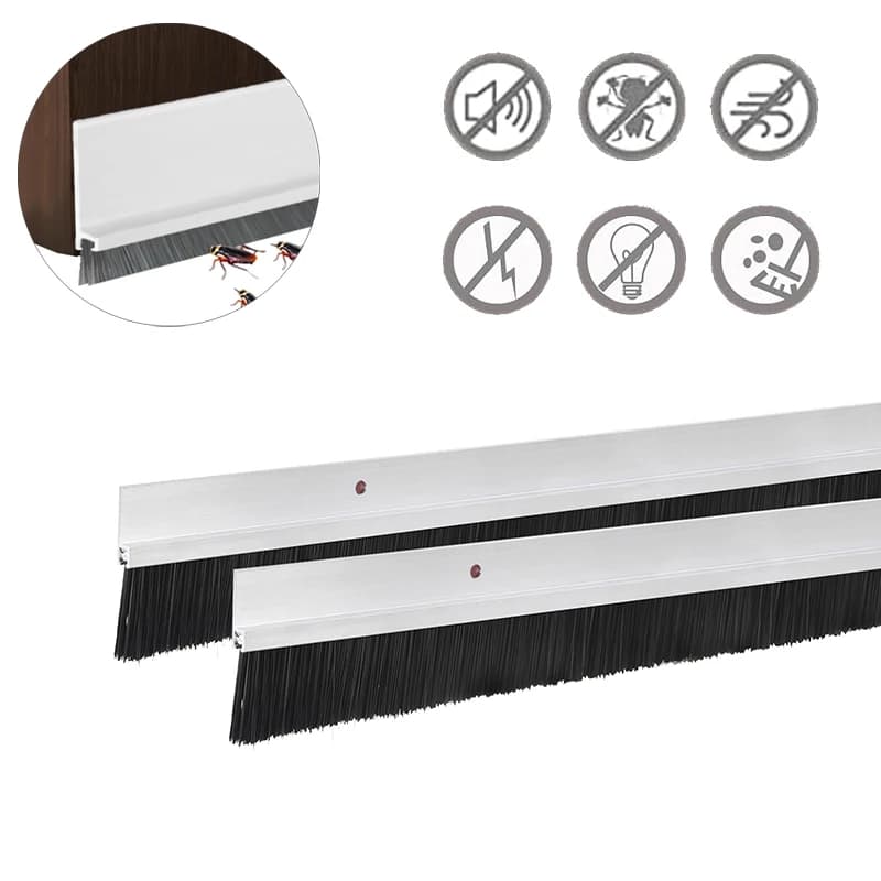 2pcs50cm Upgrade Door Seal Door Brush Bottom Sweep Gate Sealing Strip Draft Stopper Nylon Brush for Weather Stripping Anti Sound
