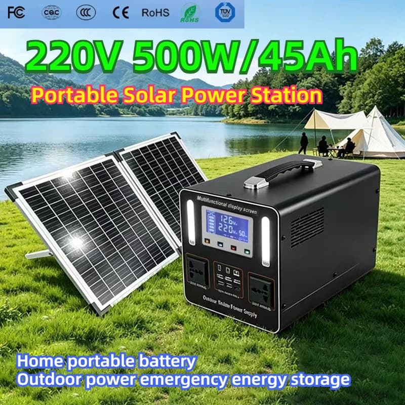 Stazione di Alimentazione Portatile LiFePO4 220V 500W 45Ah, Generatore Solare, Alimentatore Mobile per Esterni, Accumulatore di Energia per Emergenze Domestiche