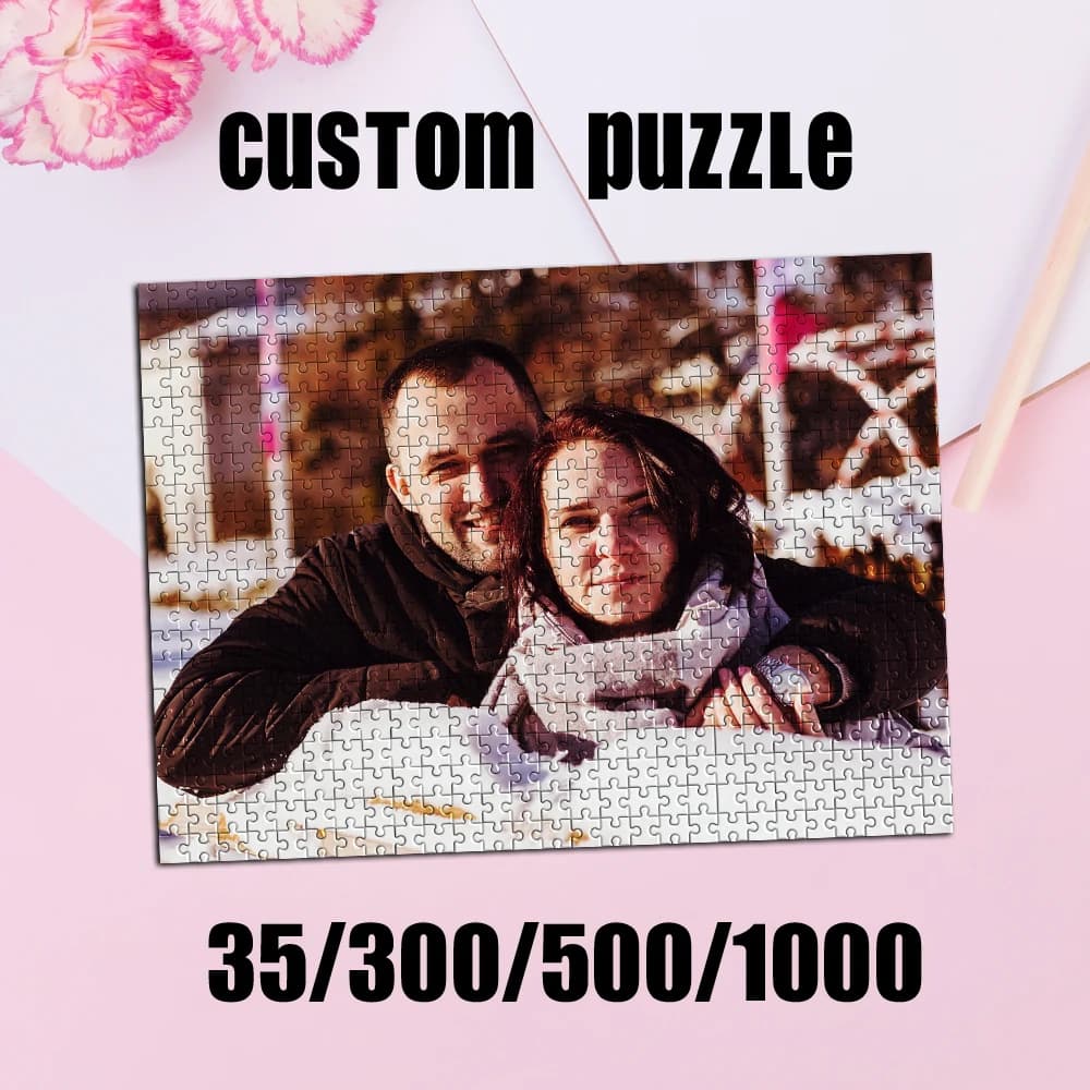 Puzzle Personalizzato con Foto 35/300/500/1000 Pezzi, Regalo Commemorativo Creativo per Coppie e Famiglie, Giochi all'Aperto