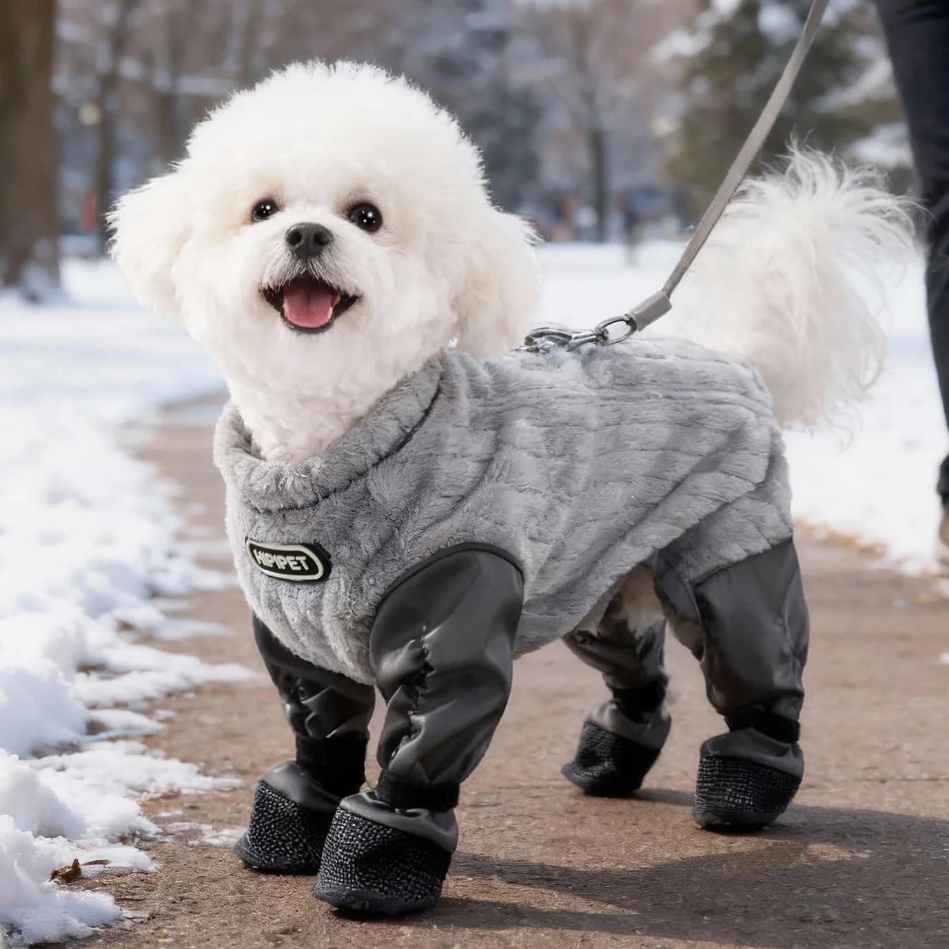 Tuta Antipolvere Integrale per Animali Domestici, Giacca Impermeabile a Quattro Zampe per Cani, Cappotto Caldo in Pile con Striscia Riflettente e Anello per Guinzaglio Integrato