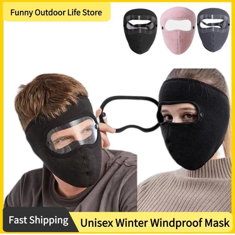 Maschera invernale antivento unisex in pile caldo addensato maschera da ciclismo per moto traspirante con occhiali antiappannamento HD sciarpa calda