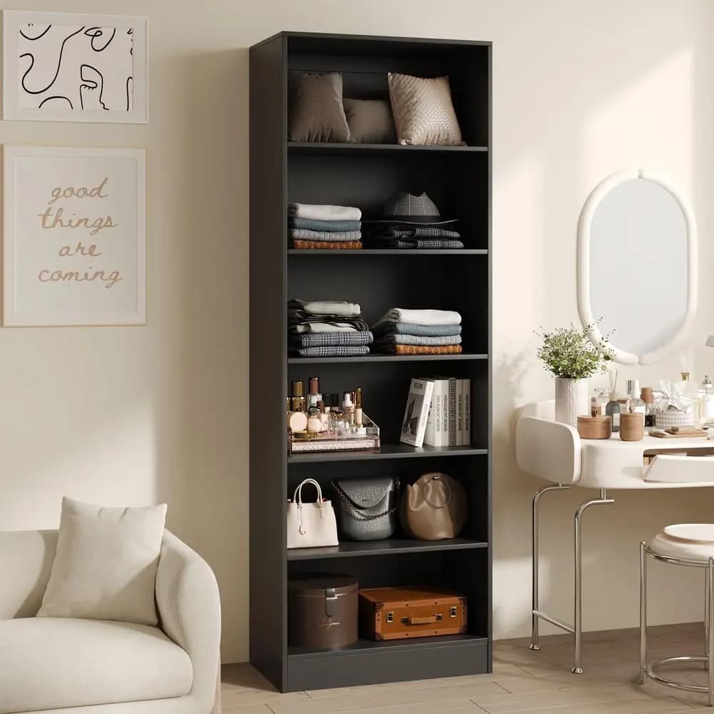 Independent Armadio System with 5 Adjustable shelves, Wooden Cabinet, Wardrobe Cabin, Clothes rack, Adjustable