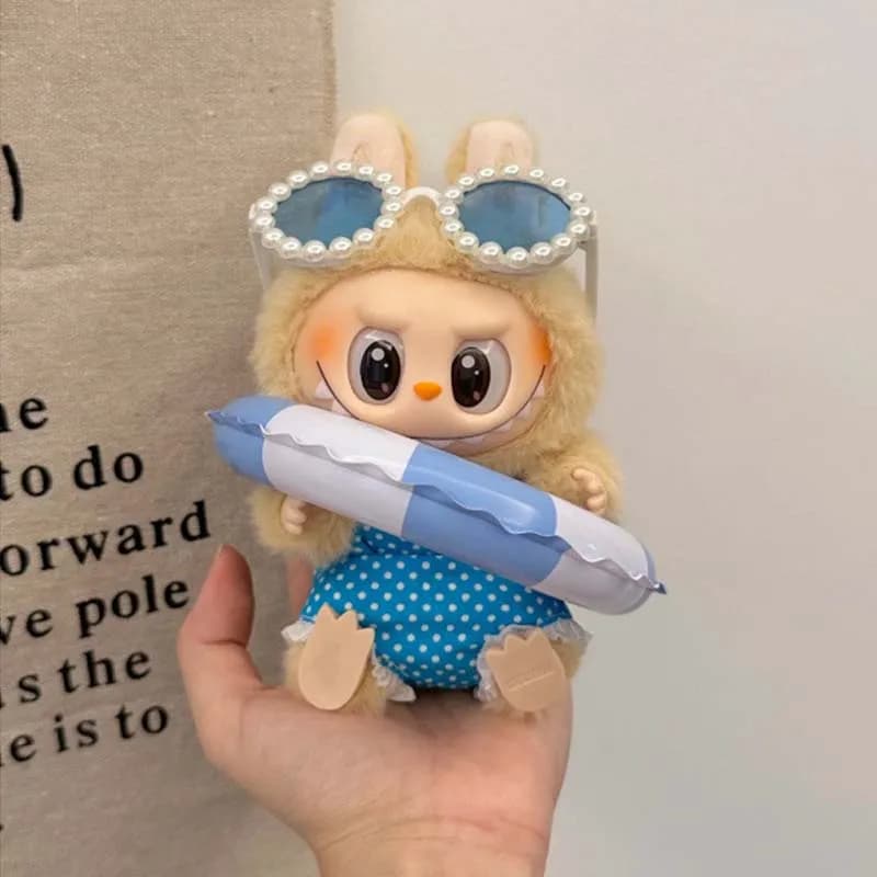Labubu Doll Swimming equipment Mini Swimming ring and goggles for 15/17 cm Ropa Labubu V1/V2/V3 Doll dresses Accessories for clothes