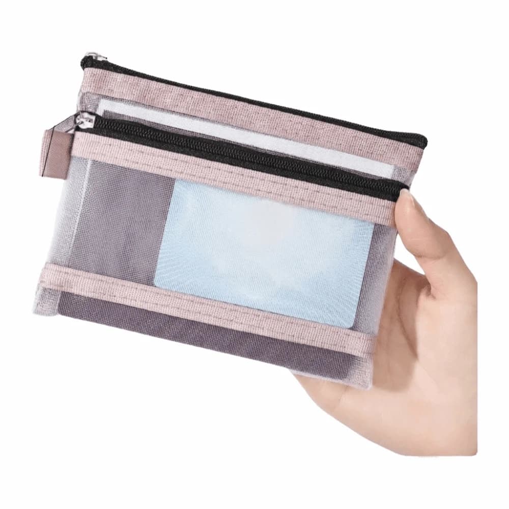 Coin Purses Mesh Passport Holder Anti-theft Spring Lock Zipper Closure Card Holder Portable Clear Small Pouch Cards Storage