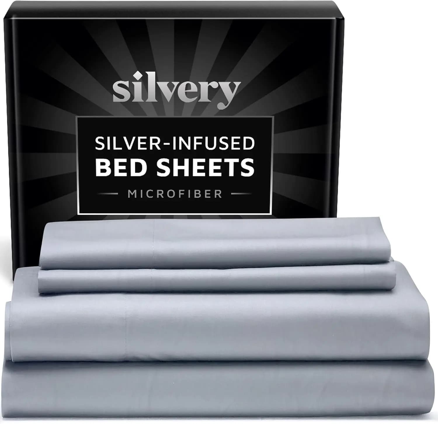 Set of Sheets with Silver Infusion - Ultra Soft, Thermoregulating and Self-cleaning for a Hygienic Sleep (Grigio, Queen)