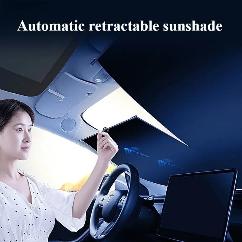 Tenda retrattile automatica per parasole per auto universale Protezione solare per auto Isolamento termico Copertura per visiera per parabrezza anteriore