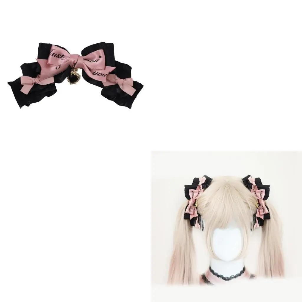 652F fermaglio per capelli per ragazze Cool Punk Forcina per capelli con fiocco Accessori per capelli da donna