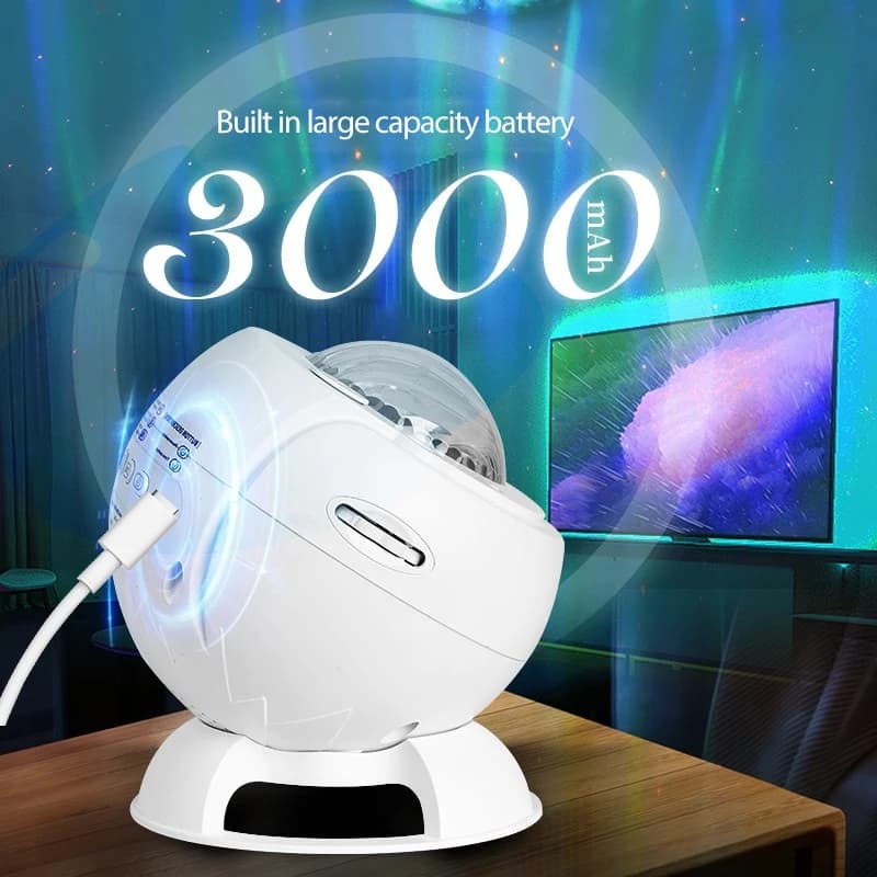 Proiettore Aurora Luce notturna a LED 3000mAh Camera da letto Gioco per bambini Dinamico Moon Star Altoparlante Bluetooth Luce per atmosfera romantica