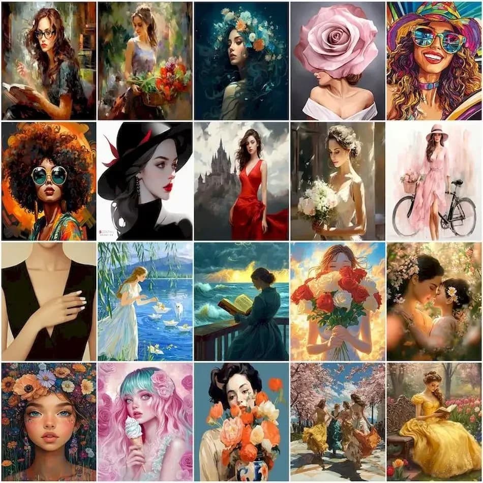 1pc frameless Painting By Number Novelties Abstract and simple hand drawn female scene Acrylic Paints Watercolors Digital Home D