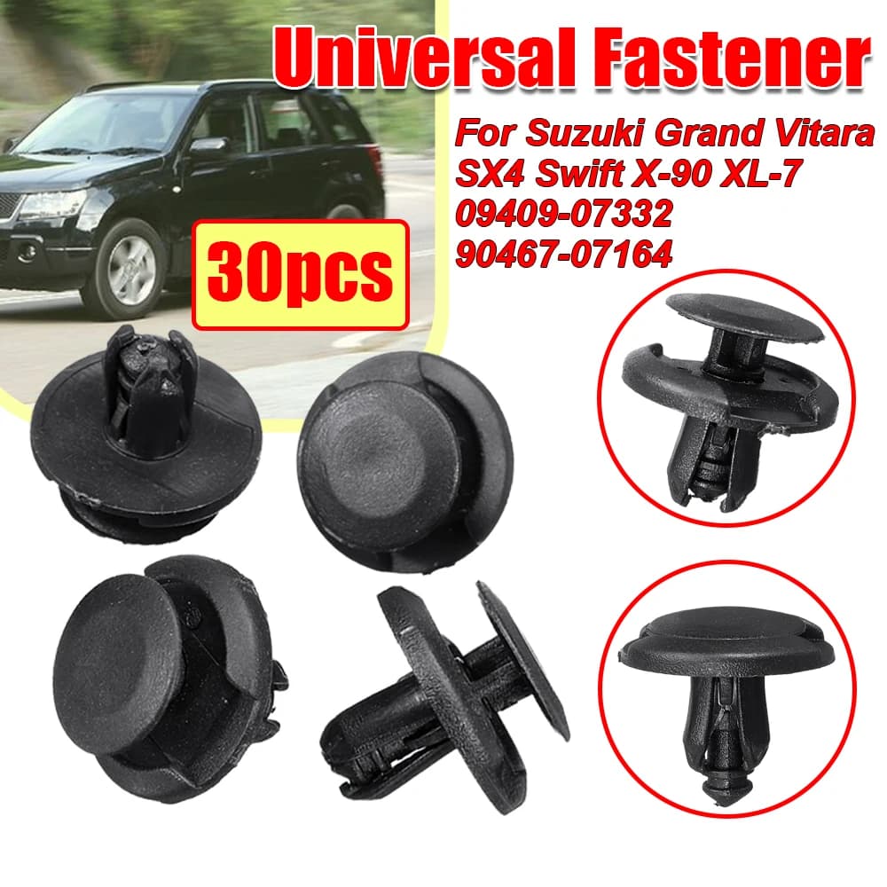 30/60pcs 7mm Car Fender Rivets Fastener Clips For Suzuki Grand Vitara SX4 Swift X-90 XL-7 Plastic Rivets Fasteners Screw