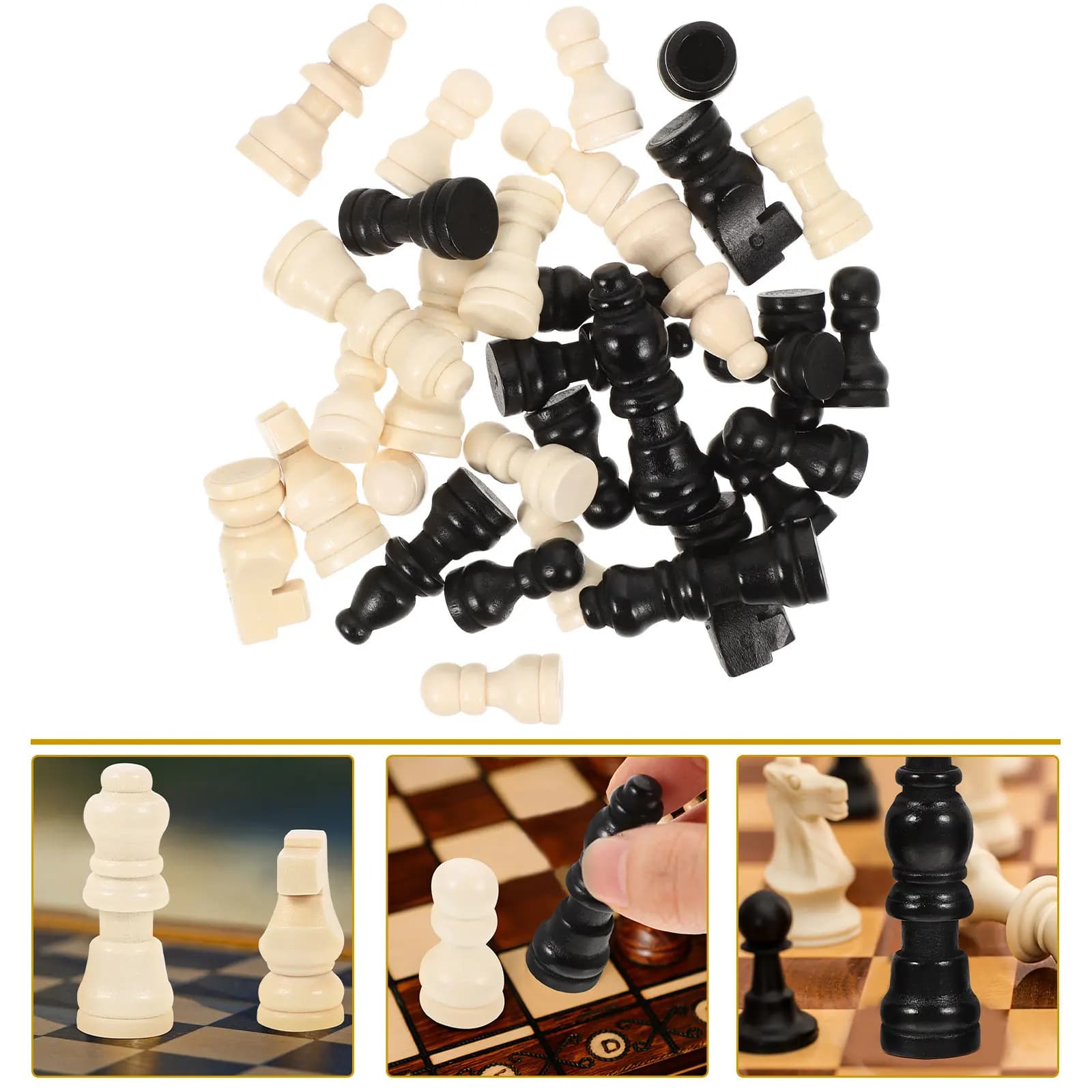 2 Set di Pezzi degli Scacchi in Legno, Mini Set di Scacchi, Pezzi di Ricambio Piccoli per Giochi da Tavolo, Accessori per Scacchiera