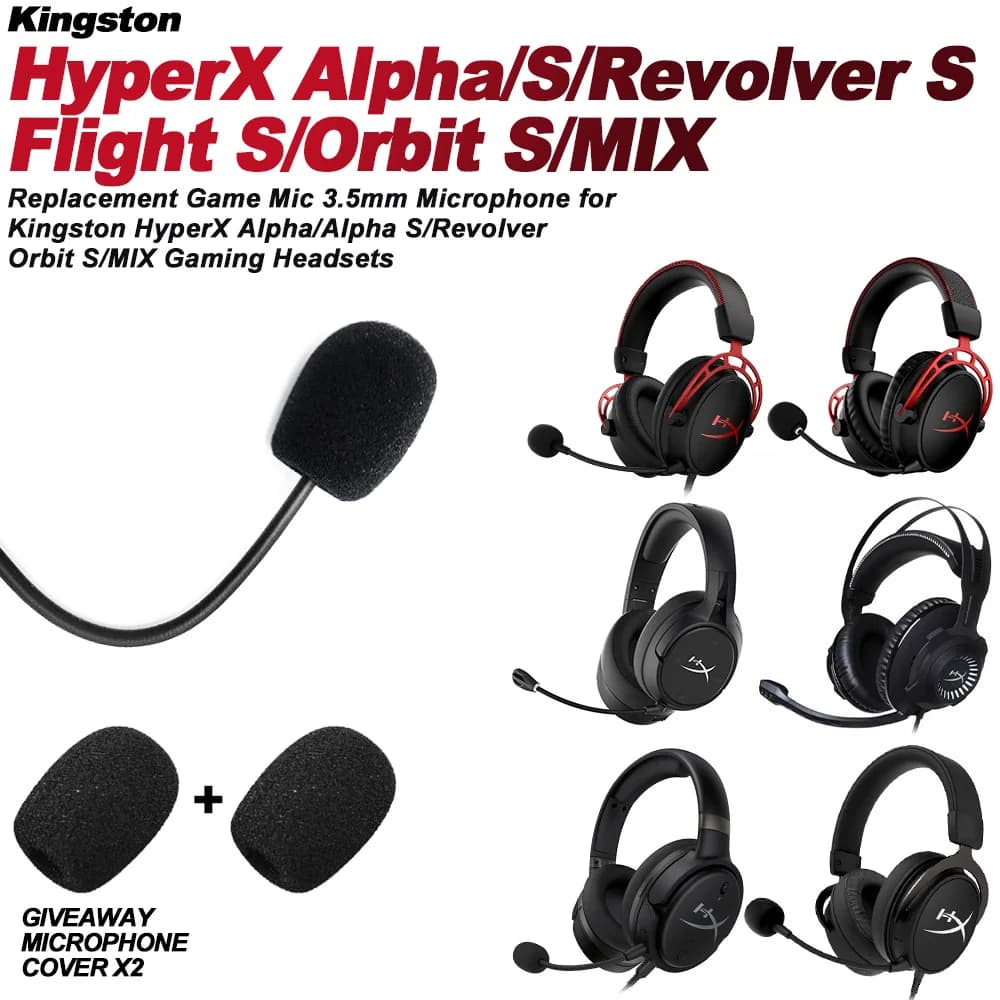 Microfono di ricambio da 3,5 mm con riduzione del rumore per cuffie Kingston HyperX Alpha/S/Revolver S Flight S/Orbit S/MIX