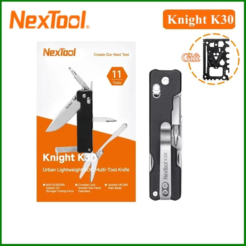 Coltello Tascabile Nextool 11 in 1 K30 Multi-tool Knight EDC, Coltello Pieghevole da Esterno, Mini Forbici Pieghevoli Portatili, Lima, Utensili Manuali