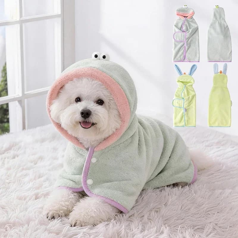 Accappatoio per Cani Super Assorbente in Pile con Cappuccio, Asciugatura Rapida, Regolabile, per Mantenere il Calore, Ideale Dopo il Bagno, Nuoto o Passeggiate nella Fango