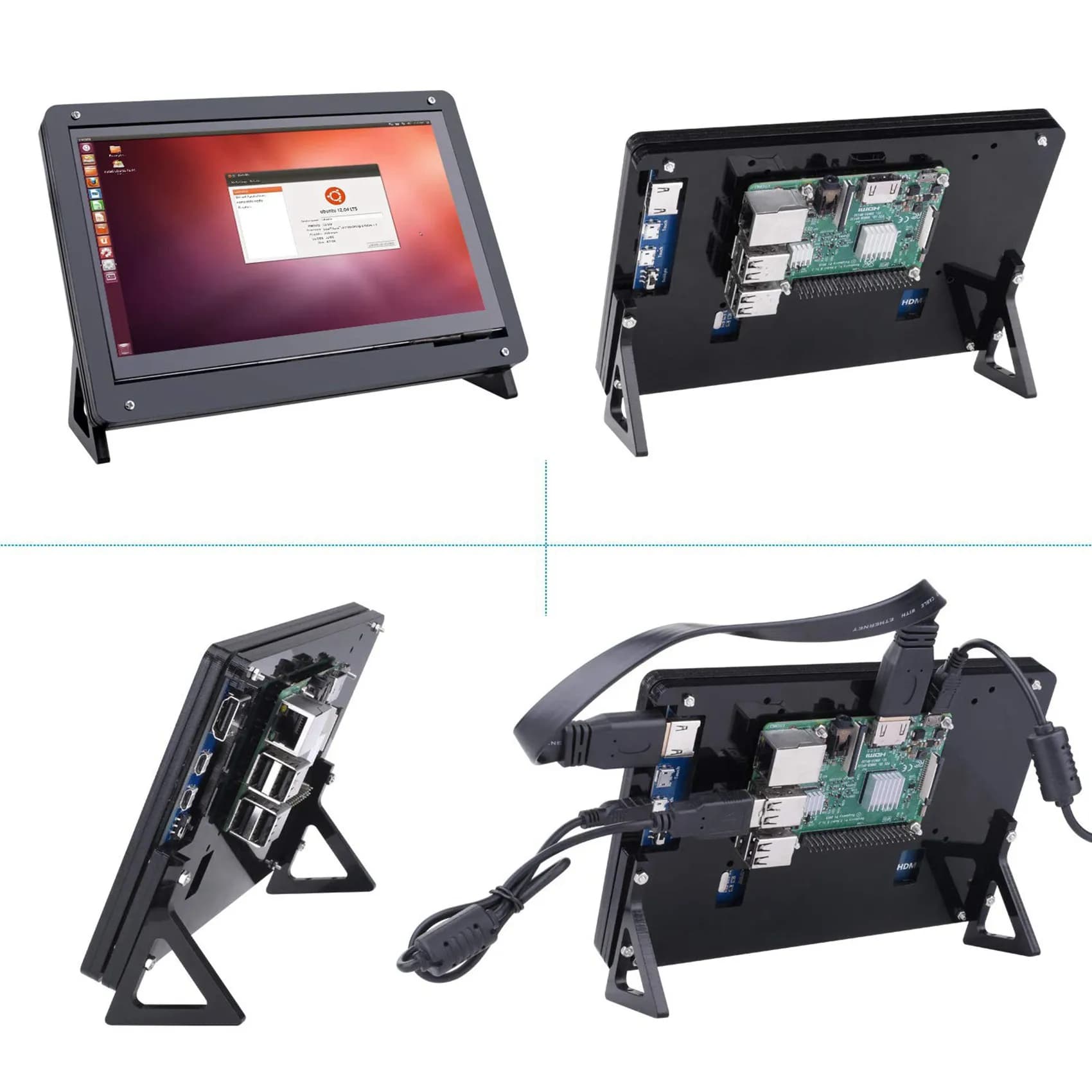 2X 7 Inch Lcd Acrylic Bracket Case Contact Screen Case Holder Bracket For Raspberry Pi 3 Model B+