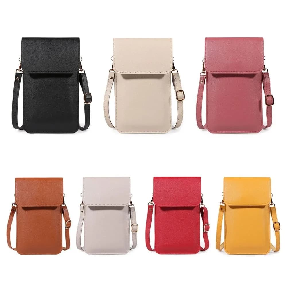 PU Leather Touch Screen Phone Bag Zipper Flap Large Capacity RFID Anti Theft Purse Wallet Multifunctional Crossbody Bags