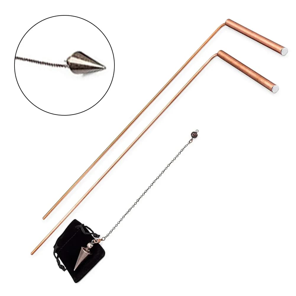 Kit di pendolo in rame psichico e per divinazione con asta da rabdomante in rame al 99,9% per misuratori di prova Accessorio per utensili Disponibile