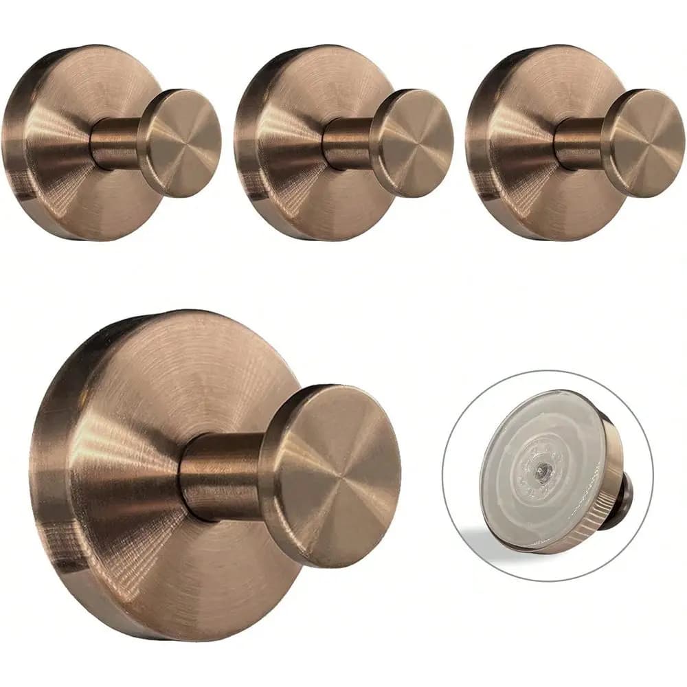 Ganci per tazze da doccia, confezione da 4, acciaio inossidabile color bronzo, forte aspirazione, senza trapano, appendiabiti rimovibile, per piastrelle, bagno, cucina, parete, Gl