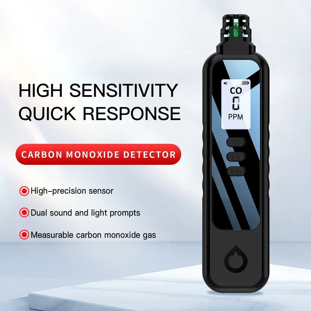 Tester di CO con sensore elettrochimico portatile Schermo LCD da 1,1 pollici Rilevatore di monossido di carbonio Allarme sonoro e promemoria batteria scarica