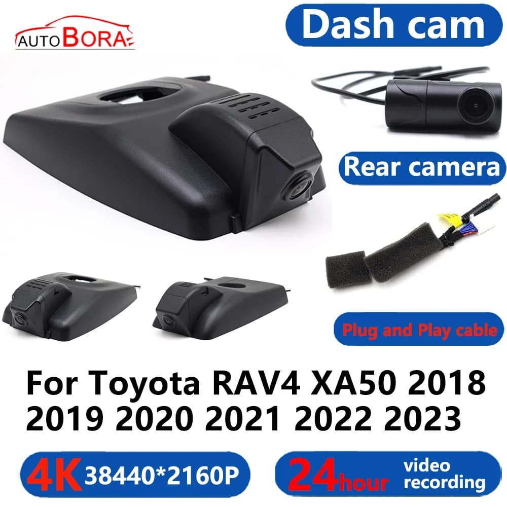 AutoBora 4K Wifi 3840*2160 Car DVR Dash Cam Camera 24H Video Monitor for Toyota RAV4 XA50 2018 2020 2021 2022 2023