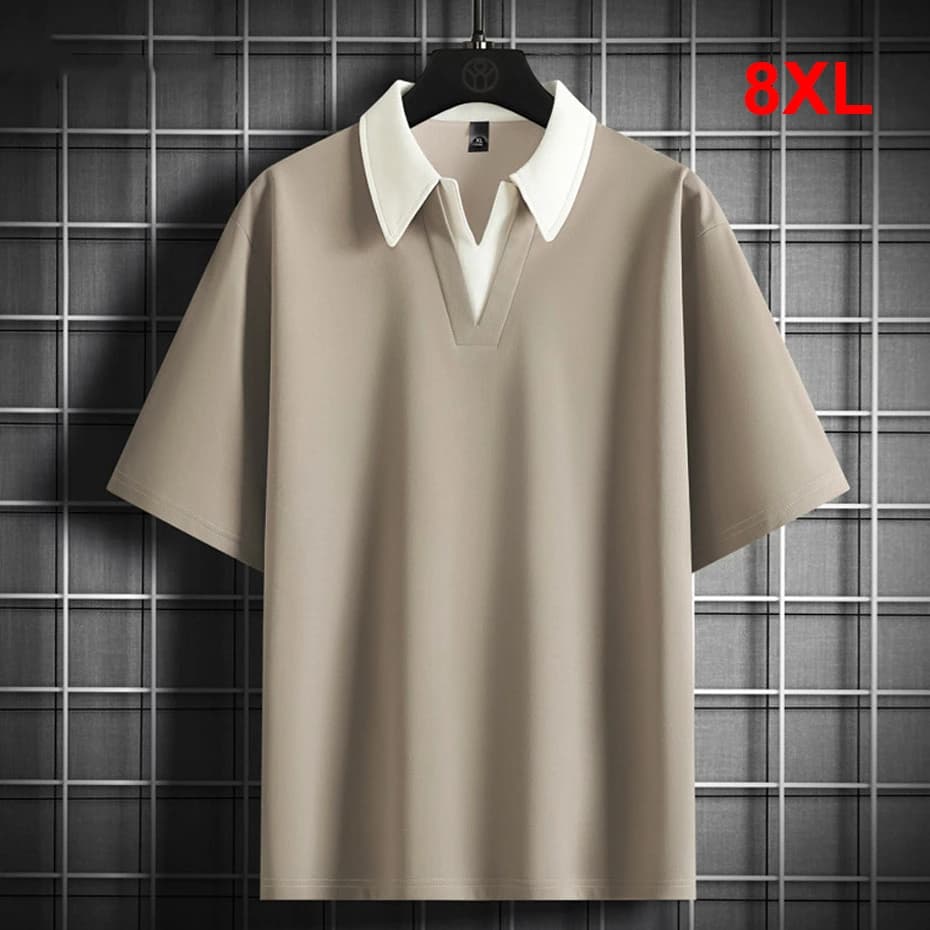 T-shirt estiva con scollo a V da uomo Plus Size 8XL T-shirt a maniche corte Top Tees Moda maschile Camicie casual Big Size 8XL
