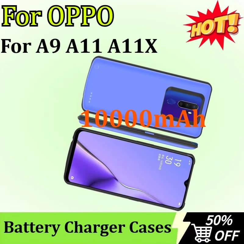 Custodia per caricabatteria intelligente da 10000 mAh per OPPO A9 A11 A11X Custodia per ricarica portatile per batteria esterna