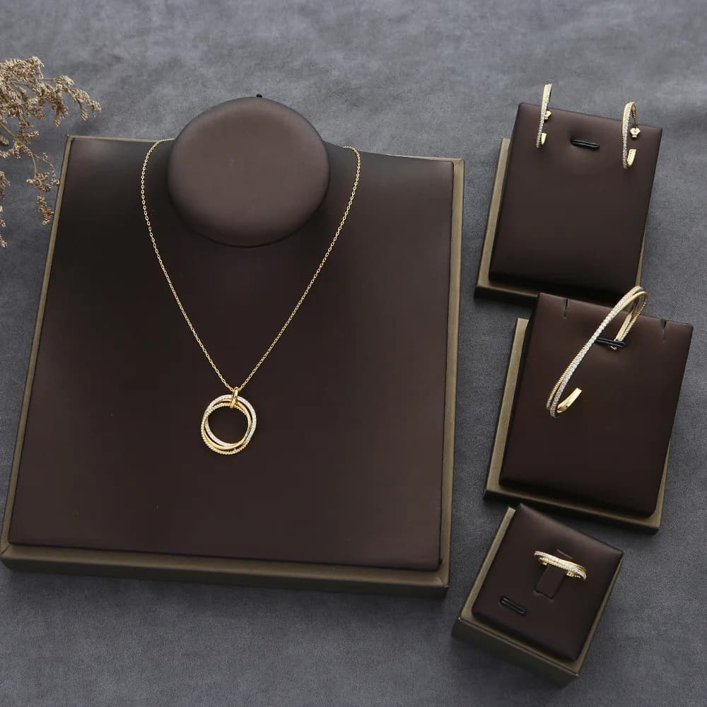 2024 Hot sale geometric circle pendant Wedding Bridal Necklace Earrings bracelet ring jewelry set luxury Women's Jewelry Set
