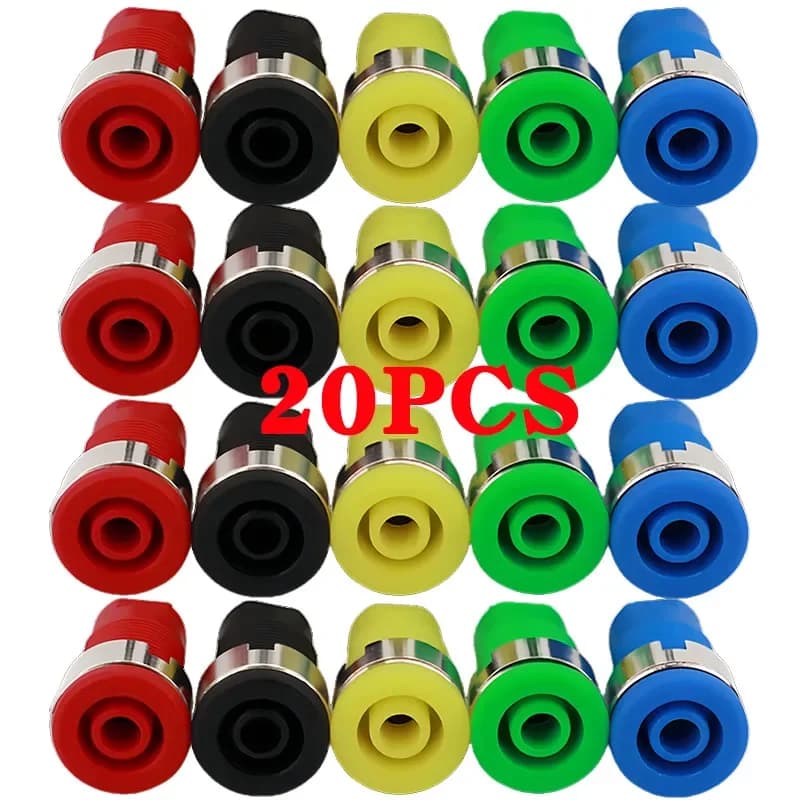 20 PZ 4mm Banana Plug 32A 5 Colours Jack Female, Post Connector Isolated for Arduino PCB/Electric Designs