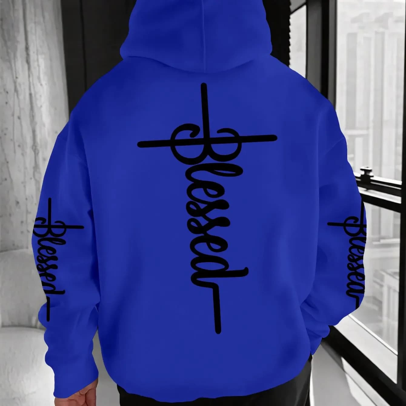 Letter New Style Trend Fleece Kangaroo Pocket Fashion Pattern 100% Micro-Elastic Knitted Fabric Men'S Hooded Sweatshirt Gift