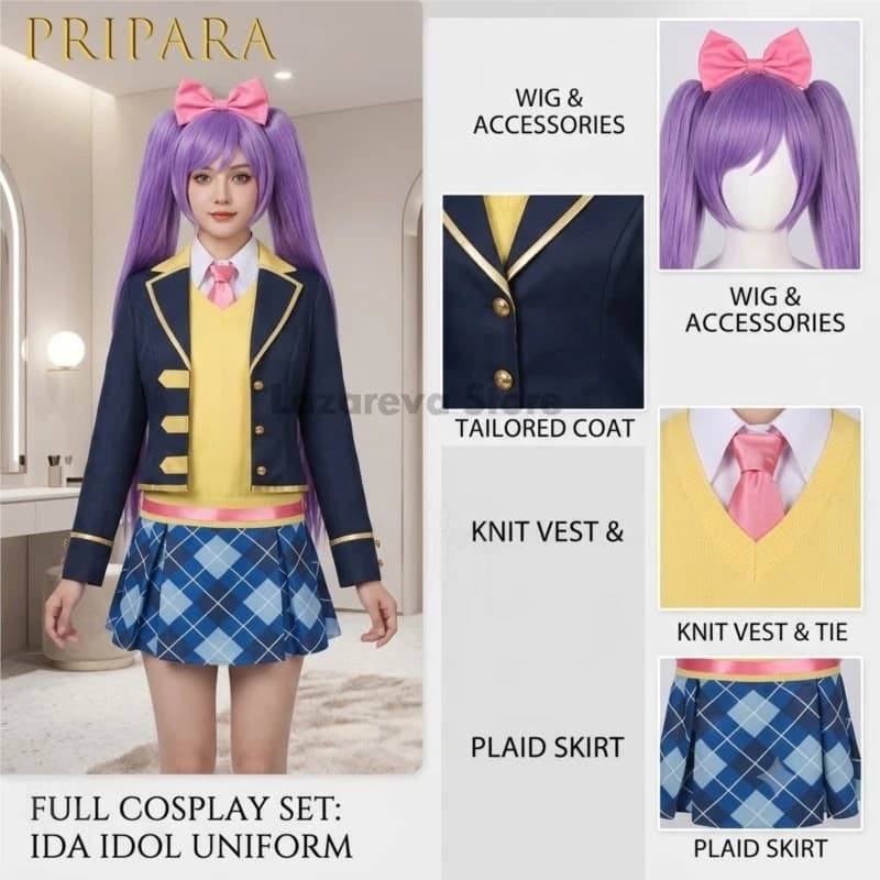 Costume Cosplay Pripara Manaka Laala, Adorabile Uniforme Scolastica, Outfit del Personaggio Anime per Comic Con, Festa di Halloween, Gioco di Ruolo