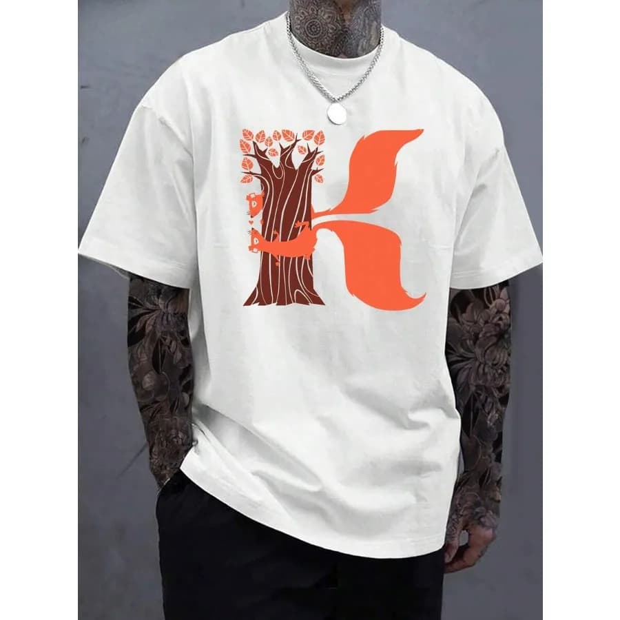 【Nuovo stile】T-shirt a maniche corte con collo rotondo stampato su un solo lato in puro cotone 180G, con stampa di motivi, in cotone ispessito, stile boutique